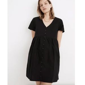 Madewell Linen-Blend Alexandra Button-Front Mini Dress Large in Black